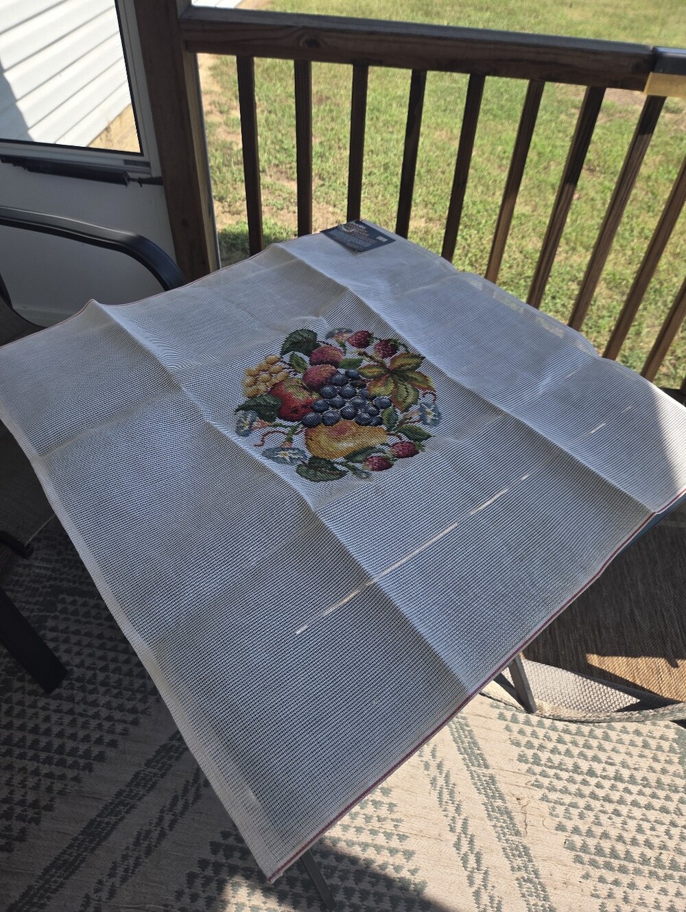 Reworked Vintage Needlepoint Fruit Design